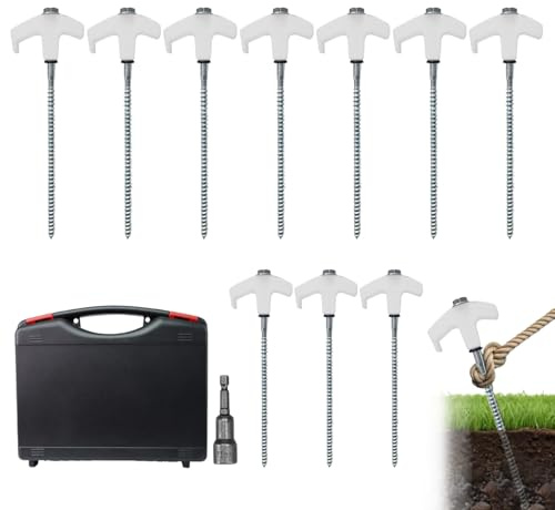 Zeltheringe, leuchtende Schraub-Erdspieße, robuste Baldachin-Heringe, leuchtet im Dunkeln, einfache Dreh-Installation, (10-teiliges Set), Camping, Garten, Sand, Hof, , Weg, Terrasse