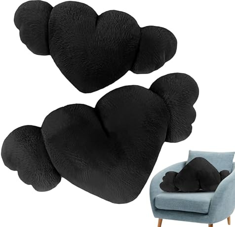 Poggiatesta auto a forma di cuore | 2 x cuscino poggiatesta auto a forma di cuore con ali, comodo e carino cuscino poggiatesta auto per guida, casa