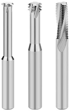 5pcs Single/Three/Full Carbide Thread Milling Cutter Single Tooth Three Tooth Full Thread Cnc Machining Center Aluminum Milling Cutter(5pcs Three Uncoated,M6x1.0)