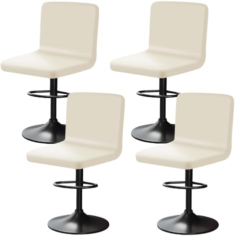 YINGAYOU Stuhlhussen für Barhocker mit Lehne Samt Stretch Barhocker Stuhlhussen Sehr Weich und Elastisch, Einfach Anzubringen Knitterfrei, Waschbar, Staubdicht (4, Beige)