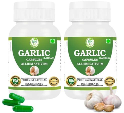Morsan Healthcare Odourless Garlic Capsules 500mg | Allium Sativum Garlic Extract |120 Vegan Capsules | Natural Herbal Supplement | Plant-Based, GMO Free, Gluten Free | Traditional Herb | Pack of 2