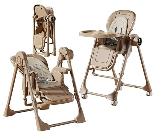 Veitoalioy 2-in-1 Dining Mode und Swing Mode Baby Hochstühle, Multifunktional Baby-Hochstuhl Kleinkind-Esszimmerstuhl, Faltbar Umwandelbar mit 6 Verstellbaren Höhen und 3 Liegepositionen (8128 Khaki)