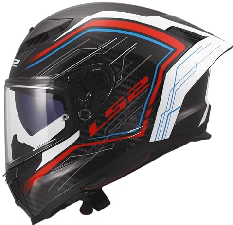 LS2, Integraler Motorradhelm DRAGON SUBIC White Blue Red, M