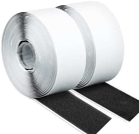 Klettband Selbstklebend Doppelseitig [5m x 50mm] - Für Teppiche, Vorhänge, Moskitonetze & DIY | Extra Starke Klebekraft, Klettverschluss Selbstklebend， Haken- und Flauschband