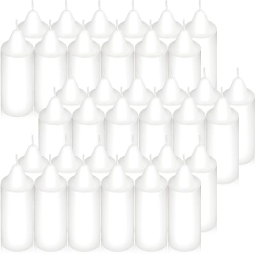 Lot de 36 Bougies Piliers Blanches, 9 x 3 cm, 11 Heures, Non Parfumées | Bougies Cylindriques Anti-Goutte Longue Durée pour Mariage, Église, Pâques, Lanternes, Spa et Décoration de Table