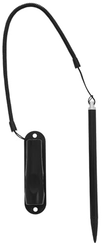 Penna Stilo a Punta Fine per Tablet e Telefoni, Nero con Base | Tubo in Alluminio, Raccordi in Rame e Plastica Abs, Cordino Anti Smarrimento, Porta Penna e Supporto Fisso