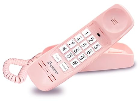 Excelltel Téléphone fixe filaire rétro, support mural vintage et téléphone de bureau – Pas d'alimentation nécessaire, utilisation d'urgence, grand bouton pour personnes âgées avec sonnerie forte et