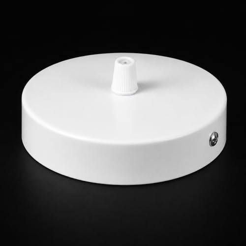 PUNTO ES LIGHTING Rosetón Techo Blanco 100 x 25 mm – Florón y Soporte para Lámpara, 1 Pieza con Kit de Instalación en Acero 0,7 mm con Accesorios para Lámparas Colgantes Interior