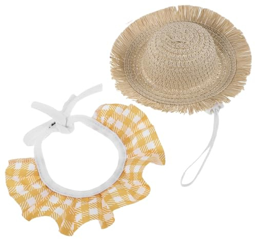 TOYANDONA Niedliches Veranda Gänsekleid Satz aus Polyester mit Halstuch und Strohhut Sicherer Sitz und Pflegeleicht für Geburtstagsfeiern und Sommerliche Gartendekoration