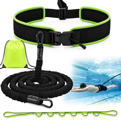 PeakQust Schwimmgurt für Pool | Schwimmtrainer mit 3.5-8.5M Einstellbare Schwimmseil | Schwimmtrainer Gürtel für Jedes Schwimmbad
