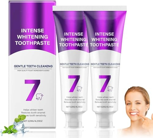 7 Pro Starke Zahnaufhellungs-Zahnpasta, Intense Whitening 7 Pro, Intensive Zahnaufhellung Zahnpasta, Frischer Atem, Gesundes Zahnfleisch, Sanfte Formel für weißere Zähne & Frischen Atem