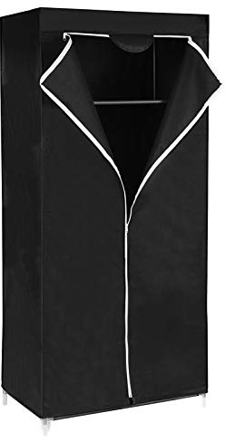 SONGMICS Kleiderschrank, Stoffschrank, Faltschrank mit Kleiderstange, Kleiderständer, Aufbewahrung für Taschen, Spielzeug, Schuhe, Schlafzimmer, Ankleidezimmer, 75 x 45 x 160 cm, schwarz RYG83H