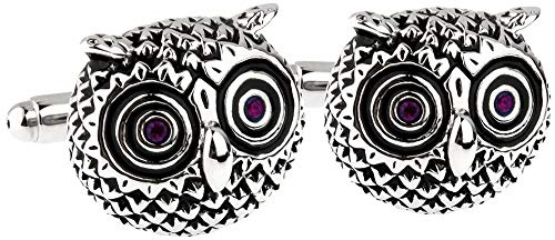 HONEY BEAR Herren Manschettenknöpfe Cufflinks Tier Eule Manschettenknopf aus Edelstahl 1 Paar,MEHRWEG