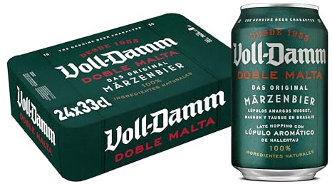 Voll-Damm | Cerveza Doble Malta | Toque Cítrico y Afrutado | Espuma Consistente | Paquete 24 x 330 ml | Total 7920 ml.
