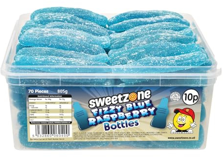 Sweetzone Giant Fizzy Blue Raspberry Bottles 805g 70pcs Gummy Sweets - Delicious Blue Raspberry Fruit Chews Sweets - Dive into Blue Sweets Bliss with this Halal Sweets Snack Gummies for Everyone