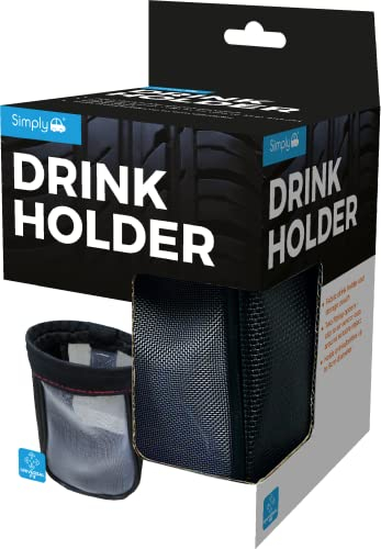 Simply DH02 Vehicle Fabric Drink Holder and Storage Pouch, Accommodates Cups, Glass, Cans, Bottles, etc, Diameter up to 9cm, Two Fitting Options, White,Red