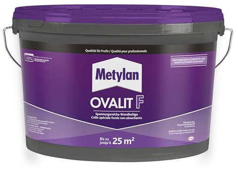 METYLAN Ovalit F , Colle prête à l'emploi pour revêtements muraux sur fonds non absorbants -Seau 5kg