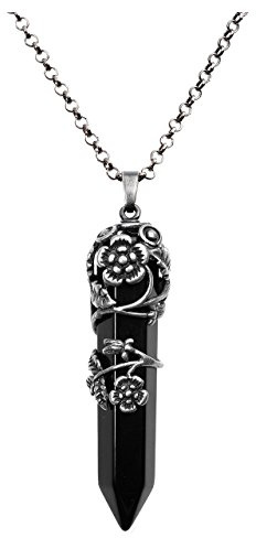 JSDDE Vintage Crystals Necklace Flower Wrapped Quartz Gemstone Reiki Healing Crystal Pendant Necklace Jewelry