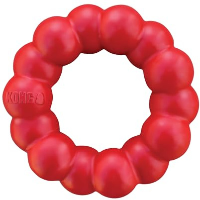 KONG Ring - Hundekauspielzeug - Unterstützt die Zahngesundheit - Langlebiger Naturkautschuk - Für Mittelgroße/Große Hunde