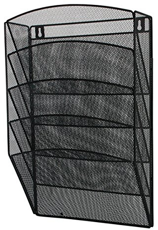 Q-Connect Satz von 5 Wandfkörben Wandkorb Wand Zeitungshalter/ Schwarz / Wandmontierter Metallgitter Organizer Zeitungsständer Wand Magazinhalter Prospekthalter Zeitschriften Wandhalter