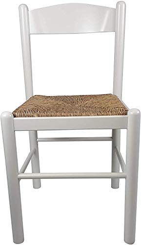Sedam Srl Set Sedia Pisa, in Legno Massello, Colorate, Ristorante Cucina Agriturismo, 100% Made in Italy (Laccato Bianco, 4)