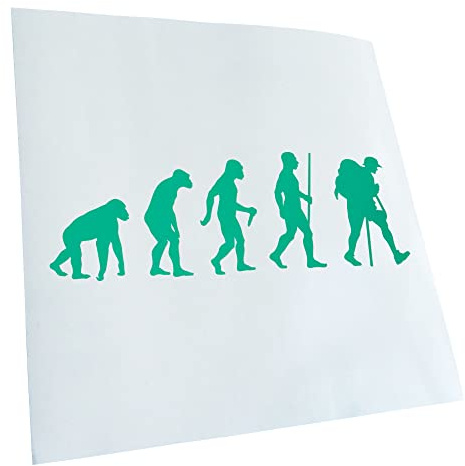 Kiwistar - Autocollant - Randonnée Trekking Evolution - 24 x 8 cm - turquoise - G24 - Pour voitures, vélos, véhicules, motos, cyclomoteurs, tuning, vitres arrière