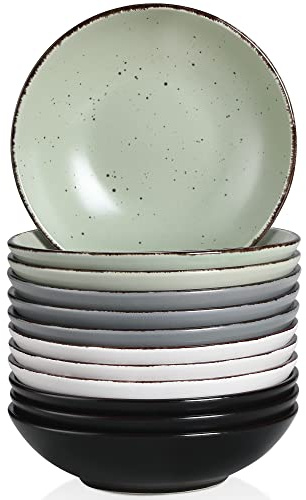 vancasso Suppenteller Steingut, MODA 12-teiliges Tiefteller Set, Pastateller, Nudelschalen, Suppenschalen, Salatschale, 800ml
