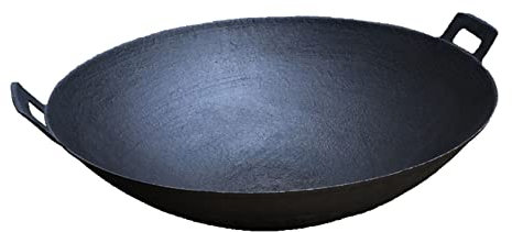 YYUINU Pentola in Ghisa, Pentola Tradizionale in Ferro A Due Orecchie Vecchio Stile, Wok e Padella per Saltare in Padella,φ36cm