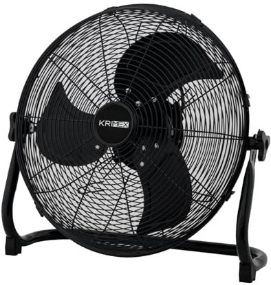 Krimex Ventilatore da Terra 100 Watt Inclinabile 3 Velocità da Pavimento in Metallo Alta Resistenza da Ufficio, Industriale, Casa (Nero)