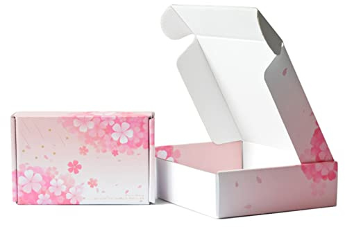 STRBOXONG Scatole di spedizione in cartone ondulato con coperchio Scatole regalo per regali 150×100×40 mm Scatole postali per pacchi postali o regali 10 pezzi (Sakura)