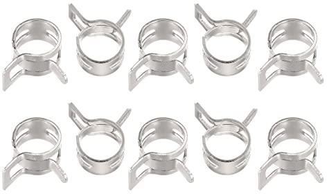 sourcing map 20pcs 10mm Spring Band Type Action Fuel/Silicone Vacuum Hose Pipe Clamp Low Pressure Air Clip Clamp, Nickel Plated