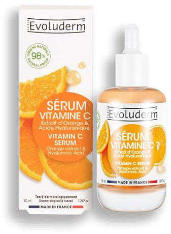 EVOLUDERM – Siero Brillante alla Vitamina C – 98% di Ingredienti di Origine Naturale – 30ml – Fabbricazione Francese