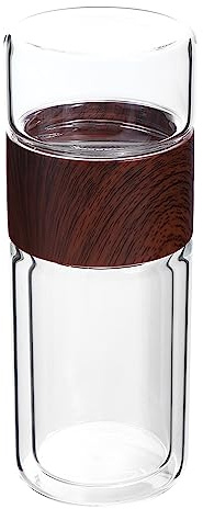 Vctitil Glass Tea Bottle,Double Wall Glass Water Bottle Travel Tea Mug with Stainless Steel Filter Tea,Portable Travel Tea Mug for Loose Tea Flower Tea
