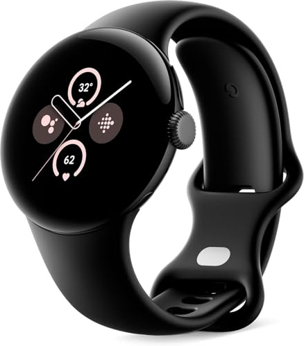 Google Pixel Watch 2 con Fitbit Controllo della frequenza cardiaca, gestione dello stress e sicurezza - Smartwatch Android - Cassa in alluminio nero opaco - Cinturino sportivo in ossidiana