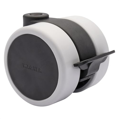 Wagner 01011701 Roulette de meuble pivotante double – Souple – Diamètre 60 mm – Avec frein – Noir/gris – Charge maximale : 50 kg – Fabriqué en Allemagne