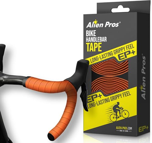 ALIEN PROS Bike Handlebar Tape Orange NEW Model EP+ (Set of 2) - Wrap Your Bike for an Awesome Comfortable Ride - Enhance Your Bike Grip with These EVA PU Plus Bicycle Handle bar Tape, Orange