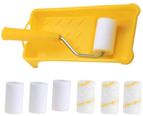 FTXanty Rulli per Verniciare Set Mini Rullo per Pittura in Schiuma Piccolo Rullo di Schiuma 6 * 5cm Copertura del Rullo di Vernice + + Piccolo Vassoio di Vernice Telaio del Rullo di Vernice