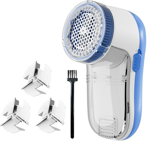Lint Remover and Fabric Shaver, Debobbler Bobble Remover Fluff with 3 Stainless Steel Blades for Remove Clothes Jumpers, Fuzz, Lint Balls, Pills, Sweater, Bobbles - Blue