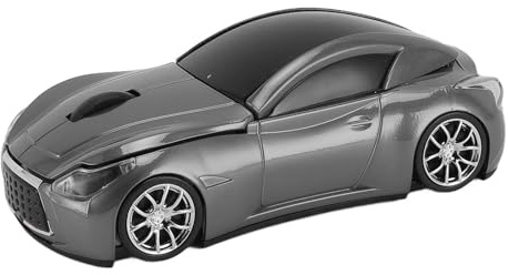 ciciglow Souris sans Fil en Forme de Voiture de Sport, Souris à Capteur Optique 1600 DPI, Souris Récepteur USB 2.4 GHz, Adaptée aux PC, iOS (Gray)