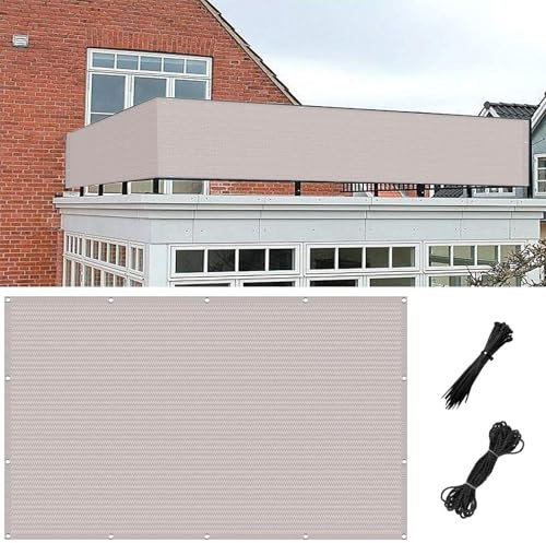 Garte Balkonabdeckung 275 x 1000 cm Ohne Bohren Wind-Und Uv-Schutz, Witterung, Schützt Privatsphäre mit Kordel Innen Balkonverkleidung Windschutznetz Gewebe, für Balkon Garten, Weiß