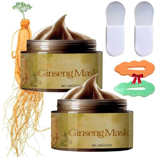 Ginseng Mask Korean,Ginseng Peel Off Face Mask,Herbal Refining Peel-Off Facial Mask Ginseng Korean Anti Aging,Pull-Off Blackhead Removal Mask Cream (2pcs)