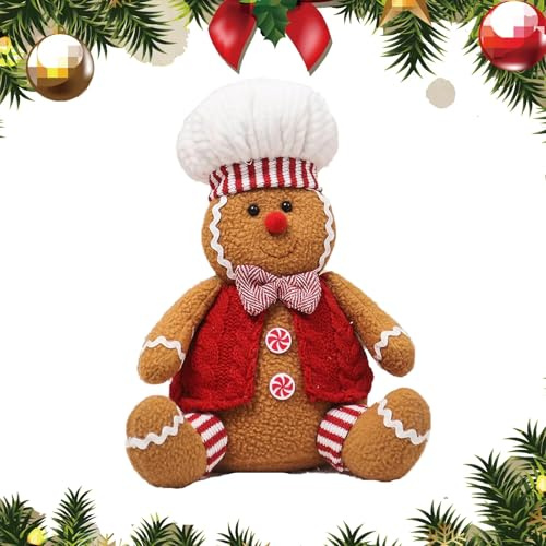 Dorclife Figuras de Peluche navideñas de 24 cm Figuras de hombrecito de Jengibre, Adornos Festivos de Jengibre Juguetes de Peluche de Jengibre para Decoraciones de Mesa navideñas (Hombre)