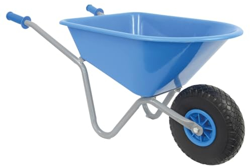 Matrix Kinderschubkarre hohe Qualität 40kg Schubkarre Kinder blau Garten Spielzeug Vollgummirad | Kinder ab 3 | belastbar bis 40kg | leicht, sicher & stabil | einteiliger Rahmen | 20l Mulde