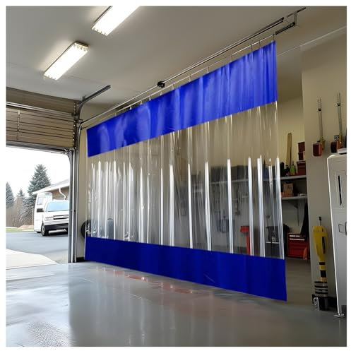 Tenda in vinile blu resistente per patio e garage, tende divisorie per aree di lavoro a pannello trasparente per magazzini, 1,8 x 2,2 m