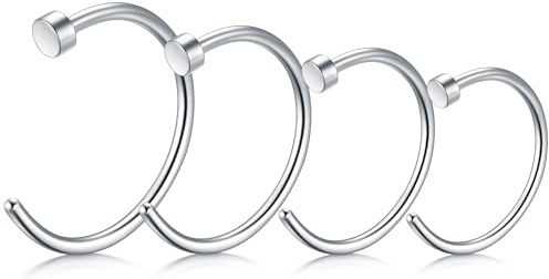 LAURITAMI Fake Piercing 20G Edelstahl Fake Nose Ring Hoop, C Form Nase Lippen Ohrring Tragus Septum Piercing Schmuck für Frauen Männer, 6/8/10/12mm Fake Nasenpiercing
