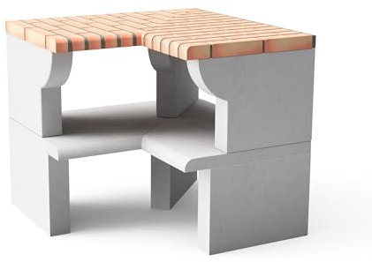 MOVELAR - Módulo de esquina Maipu Plus XL para Barbacoa de Obra Prefabricada (Gris, naranja - 95 x 58 x 58 cm) - Uso en Exteriores