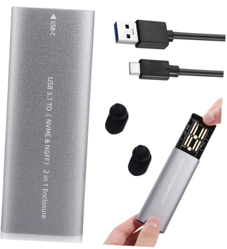 Gadpiparty External Hard Drive Enclosure with Nvme SSD Dual Protocol, USB 3.1 Type-c Connection, Aluminium Alloy Shell, Fast Reading Speed, and Portable Design for Laptops and Daily Office