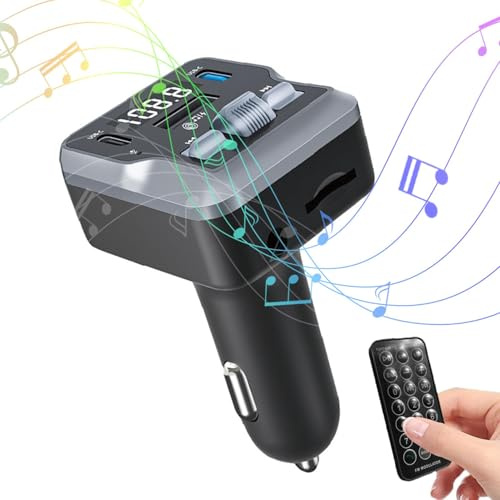 Transmetteur FM sans fil, transmetteur sans fil de voiture, émetteur radio auxiliaire sans fil avec télécommande | Récepteur audio avec 2 chargeurs de voiture de lecteur MP3 de charge USB
