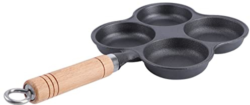 HOLIDYOYO Sartén de Freír Antiadherente Huevos 4 para Orificios Diseño en de Lavar Hierro Fundido Negro, Fácil y Adecuado para Cocinar Casa y Diversión Infantil