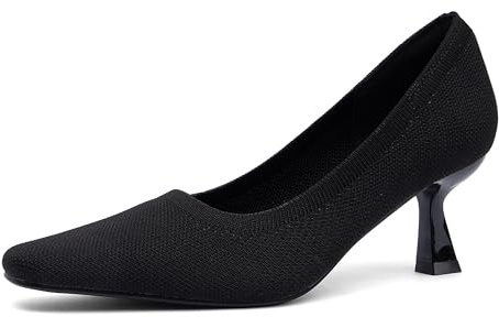 NEWBELLA Women's Breathable Fabric Pumps - Comfortable Stiletto Heels for Commuting & Daily Wear, Office Dress Shoes, Black 10